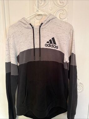adidas Men’s Black, Gray & White Pullover Hoodie